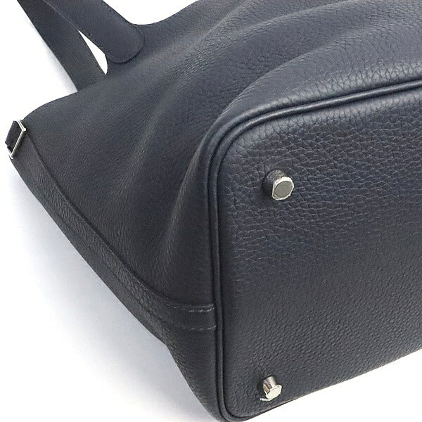 HERMES Picotin Lock MM Bleu Clemence Handbag Size ONE SIZE