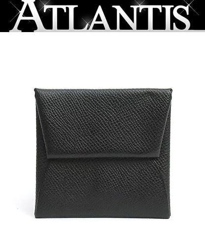 HERMES Bastia Black Epsom Silver Coin Case Size ONE SIZE
