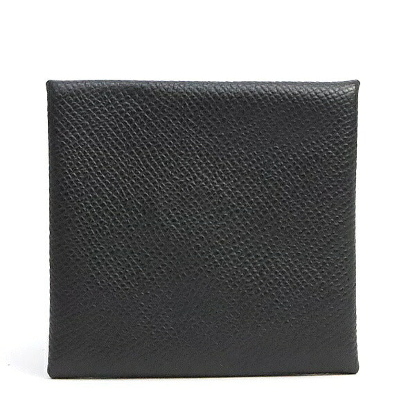 HERMES Bastia Black Epsom Silver Coin Case Size ONE SIZE