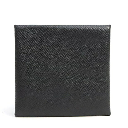 HERMES Bastia Black Epsom Silver Coin Case Size ONE SIZE