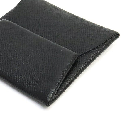 HERMES Bastia Black Epsom Silver Coin Case Size ONE SIZE
