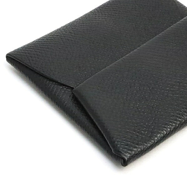 HERMES Bastia Black Epsom Silver Coin Case Size ONE SIZE