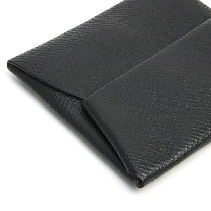 HERMES Bastia Black Epsom Silver Coin Case Size ONE SIZE