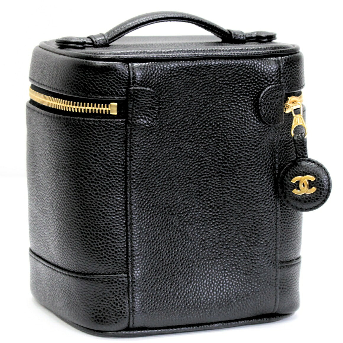 CHANEL Coco Mark Caviar Skin Black Vanity Bag Size ONE SIZE