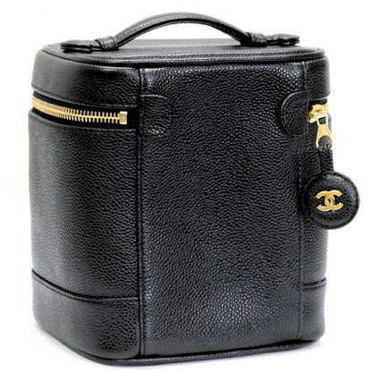 CHANEL Coco Mark Caviar Skin Black Vanity Bag Size ONE SIZE