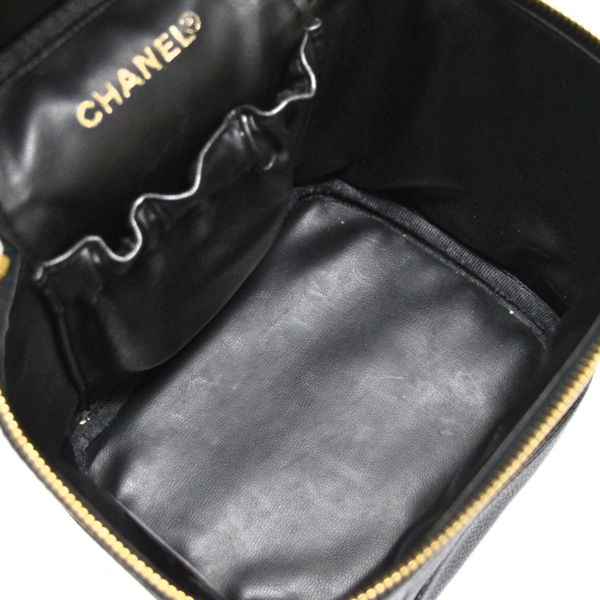 CHANEL Coco Mark Caviar Skin Black Vanity Bag Size ONE SIZE