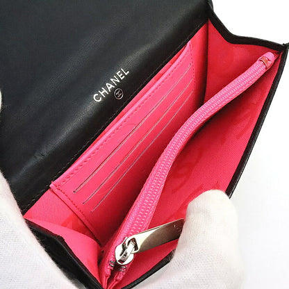 CHANEL Cambon Line Lambskin Enamel Long Wallet Size ONE SIZE