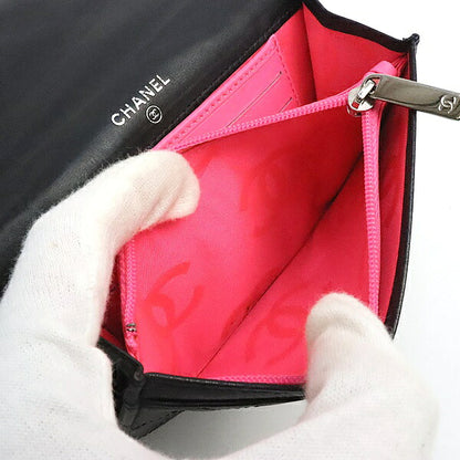 CHANEL Cambon Line Lambskin Enamel Long Wallet Size ONE SIZE