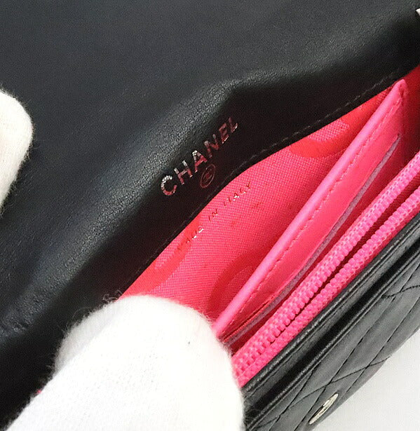 CHANEL Cambon Line Lambskin Enamel Long Wallet Size ONE SIZE