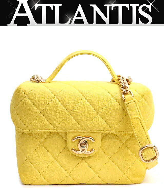 CHANEL Matelasse Yellow Caviar Skin Chain Bag Size ONE SIZE