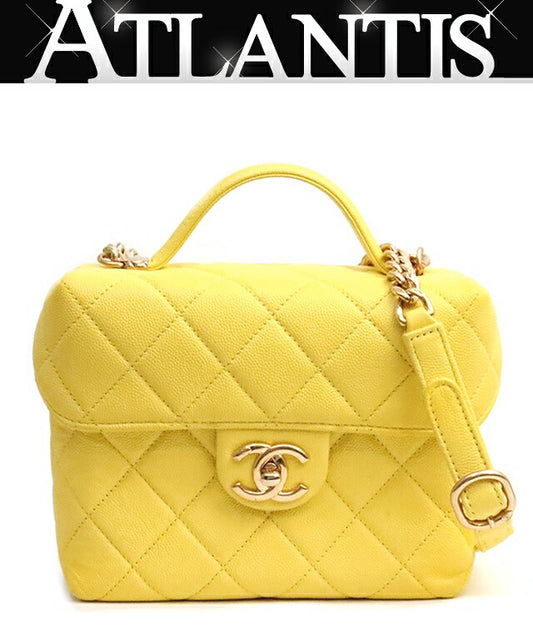 CHANEL Matelasse Yellow Caviar Skin Chain Bag Size ONE SIZE
