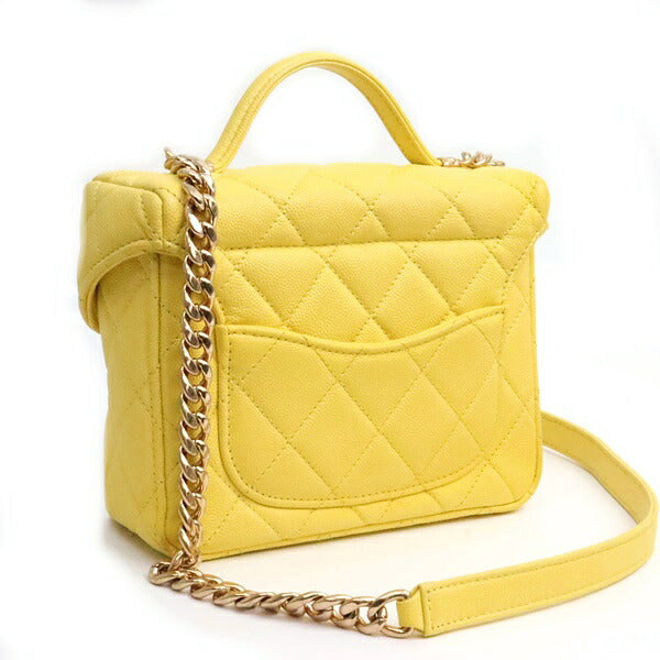 CHANEL Matelasse Yellow Caviar Skin Chain Bag Size ONE SIZE