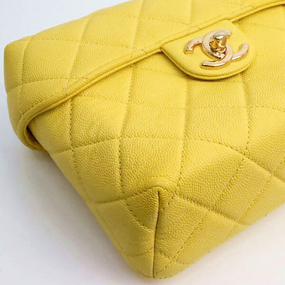 CHANEL Matelasse Yellow Caviar Skin Chain Bag Size ONE SIZE