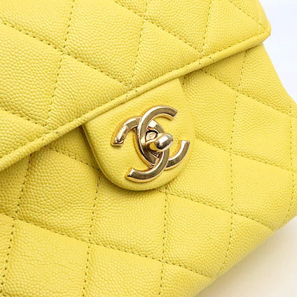 CHANEL Matelasse Yellow Caviar Skin Chain Bag Size ONE SIZE