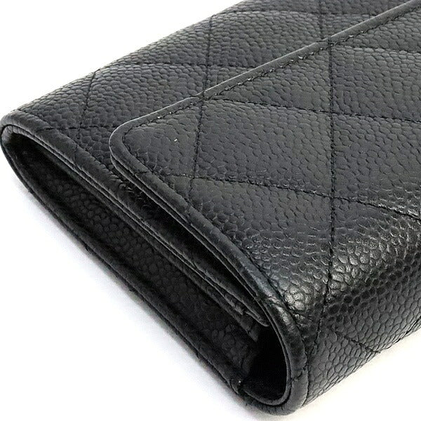 CHANEL Matelasse Caviar Skin Black Long Wallet Size ONE SIZE
