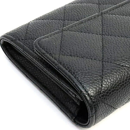 CHANEL Matelasse Caviar Skin Black Long Wallet Size ONE SIZE