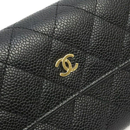CHANEL Matelasse Caviar Skin Black Long Wallet Size ONE SIZE
