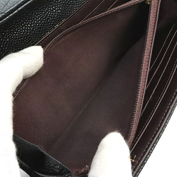 CHANEL Matelasse Caviar Skin Black Long Wallet Size ONE SIZE