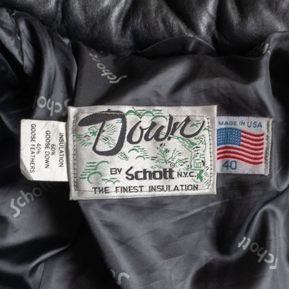 Schott Leather Down Jacket Black Size 40