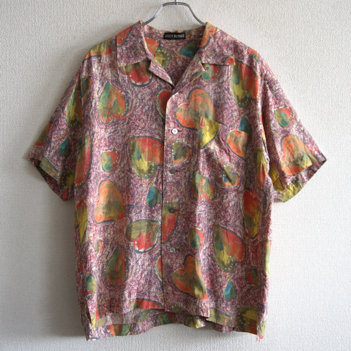 ISSEY MIYAKE MEN Rayon Printed Camp Shirt Size M