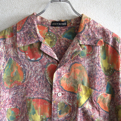 ISSEY MIYAKE MEN Rayon Printed Camp Shirt Size M