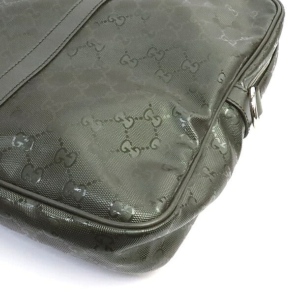 GUCCI GG Imprimé PVC Leather Briefcase Moss Green