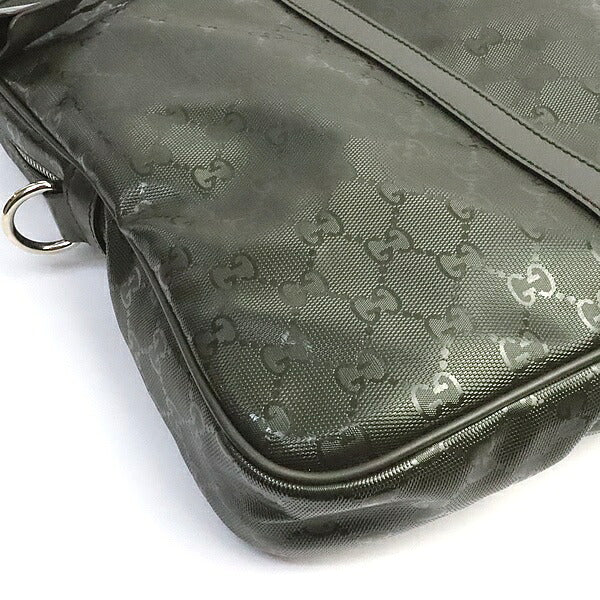 GUCCI GG Imprimé PVC Leather Briefcase Moss Green