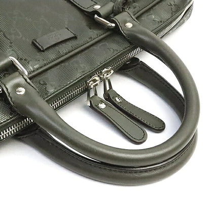 GUCCI GG Imprimé PVC Leather Briefcase Moss Green