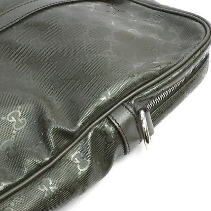 GUCCI GG Imprimé PVC Leather Briefcase Moss Green