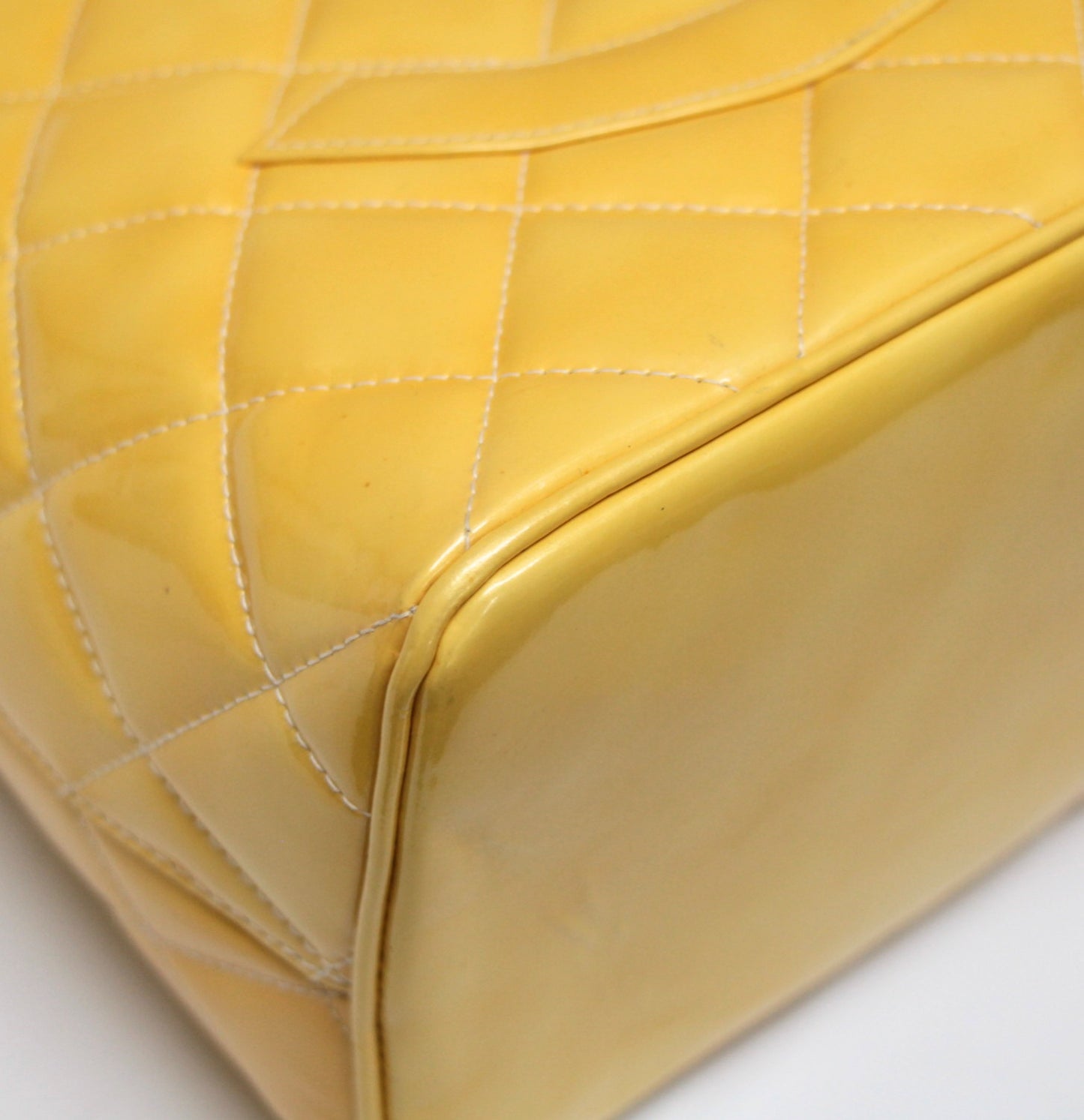 CHANEL Revival Patent Leather Yellow Tote Bag Size ONE SIZE