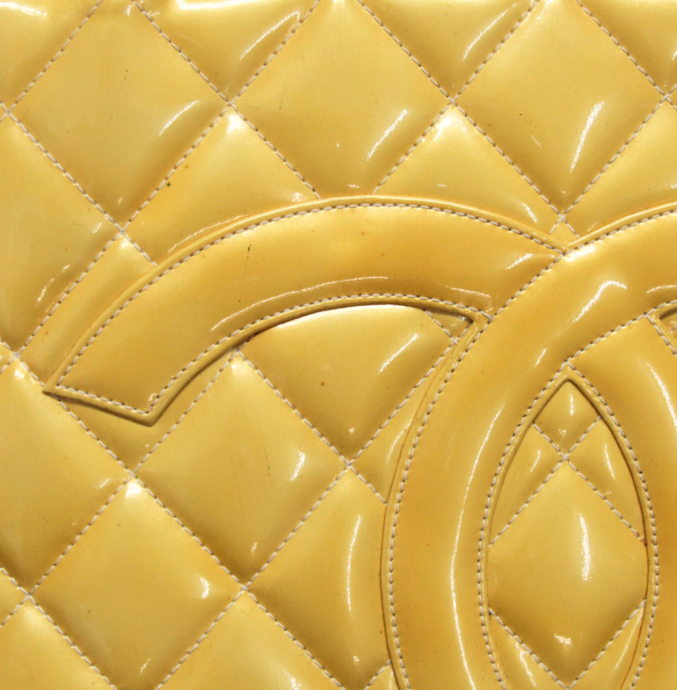 CHANEL Revival Patent Leather Yellow Tote Bag Size ONE SIZE