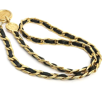 CHANEL Vintage Coco Mark Leather Chain Belt Size ONE SIZE