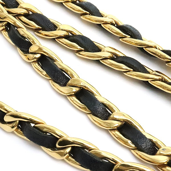 CHANEL Vintage Coco Mark Leather Chain Belt Size ONE SIZE
