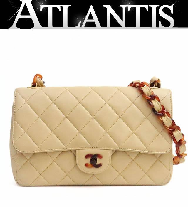 CHANEL Matelasse Lambskin Shoulder Bag Beige Size ONE SIZE