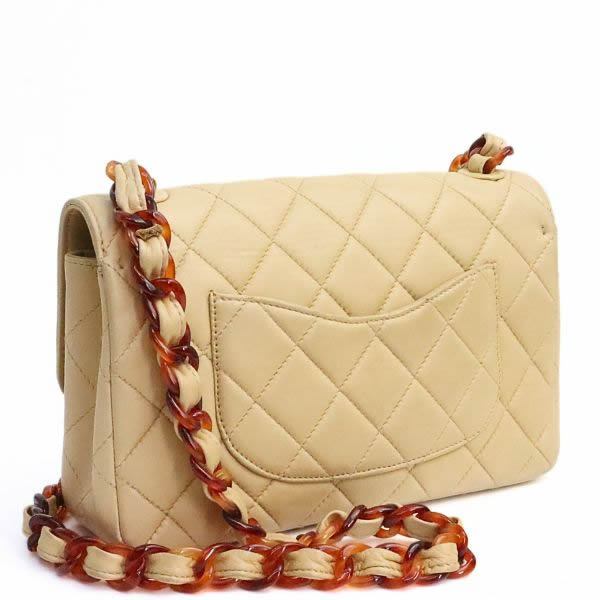 CHANEL Matelasse Lambskin Shoulder Bag Beige Size ONE SIZE