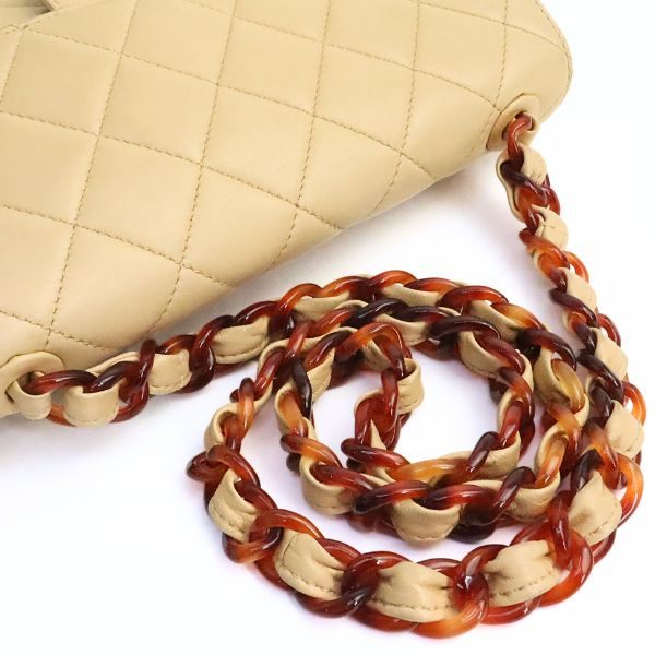 CHANEL Matelasse Lambskin Shoulder Bag Beige Size ONE SIZE