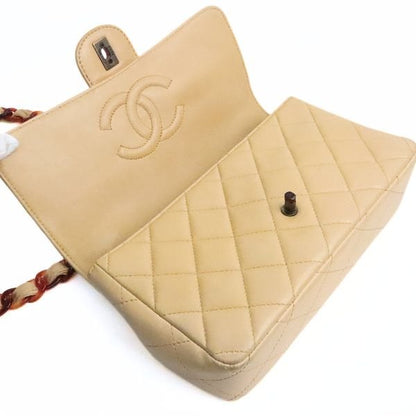 CHANEL Matelasse Lambskin Shoulder Bag Beige Size ONE SIZE