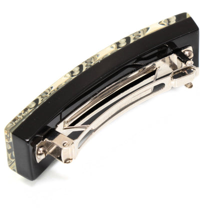 CHANEL 18S Black Rhinestone Pearl CC Logo Barrette