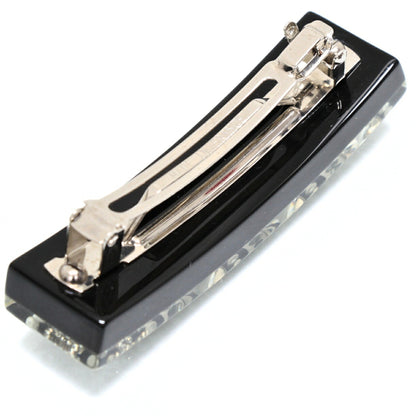 CHANEL 18S Black Rhinestone Pearl CC Logo Barrette