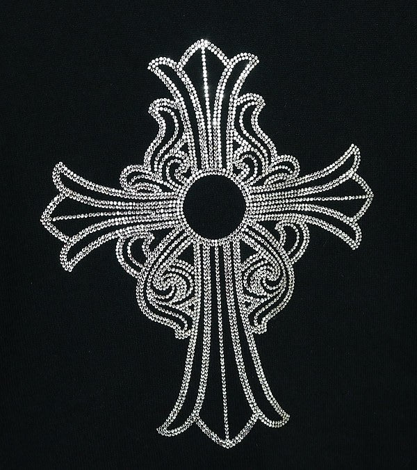 CHROME HEARTS Rhinestone Cross Cashmere Sweater Size XL