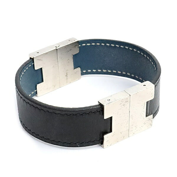 HERMES Roulis Reversible Leather Blu Tarasque Bracelet Size ONE SIZE