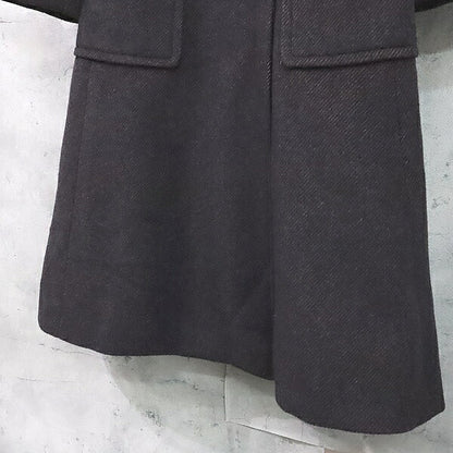 CHANEL Coco Mark Double Breasted Wool Coat Brown Size 36