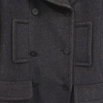 CHANEL Coco Mark Double Breasted Wool Coat Brown Size 36