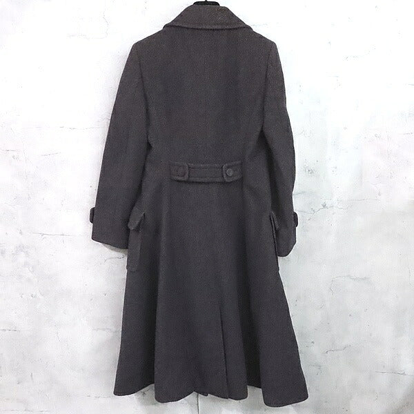 CHANEL Coco Mark Double Breasted Wool Coat Brown Size 36