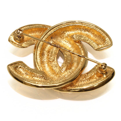 CHANEL Vintage Gold Tone CC Logo Brooch