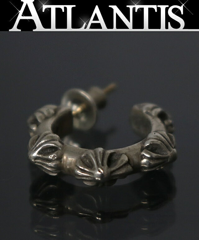 CHROME HEARTS Cross Band Silver Hoop Earring Size ONE SIZE