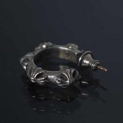 CHROME HEARTS Cross Band Silver Hoop Earring Size ONE SIZE