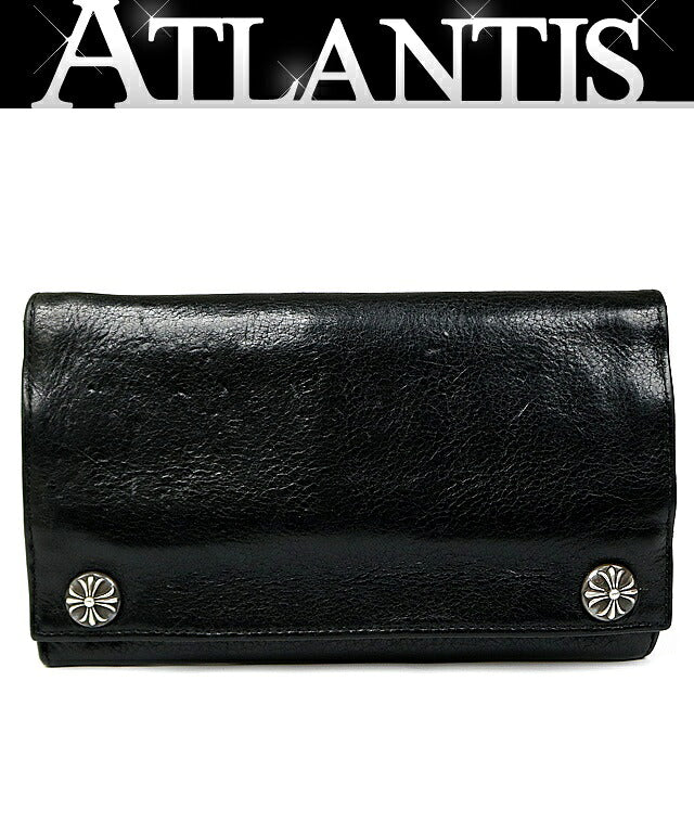 CHROME HEARTS Cross Button Leather Long Wallet Size ONE SIZE
