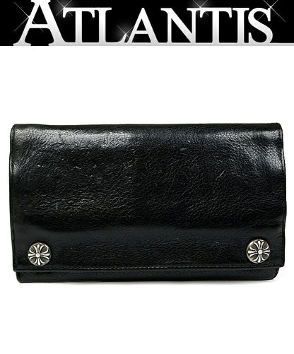 CHROME HEARTS Cross Button Leather Long Wallet Size ONE SIZE