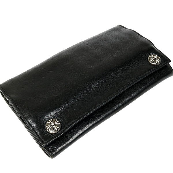 CHROME HEARTS Cross Button Leather Long Wallet Size ONE SIZE
